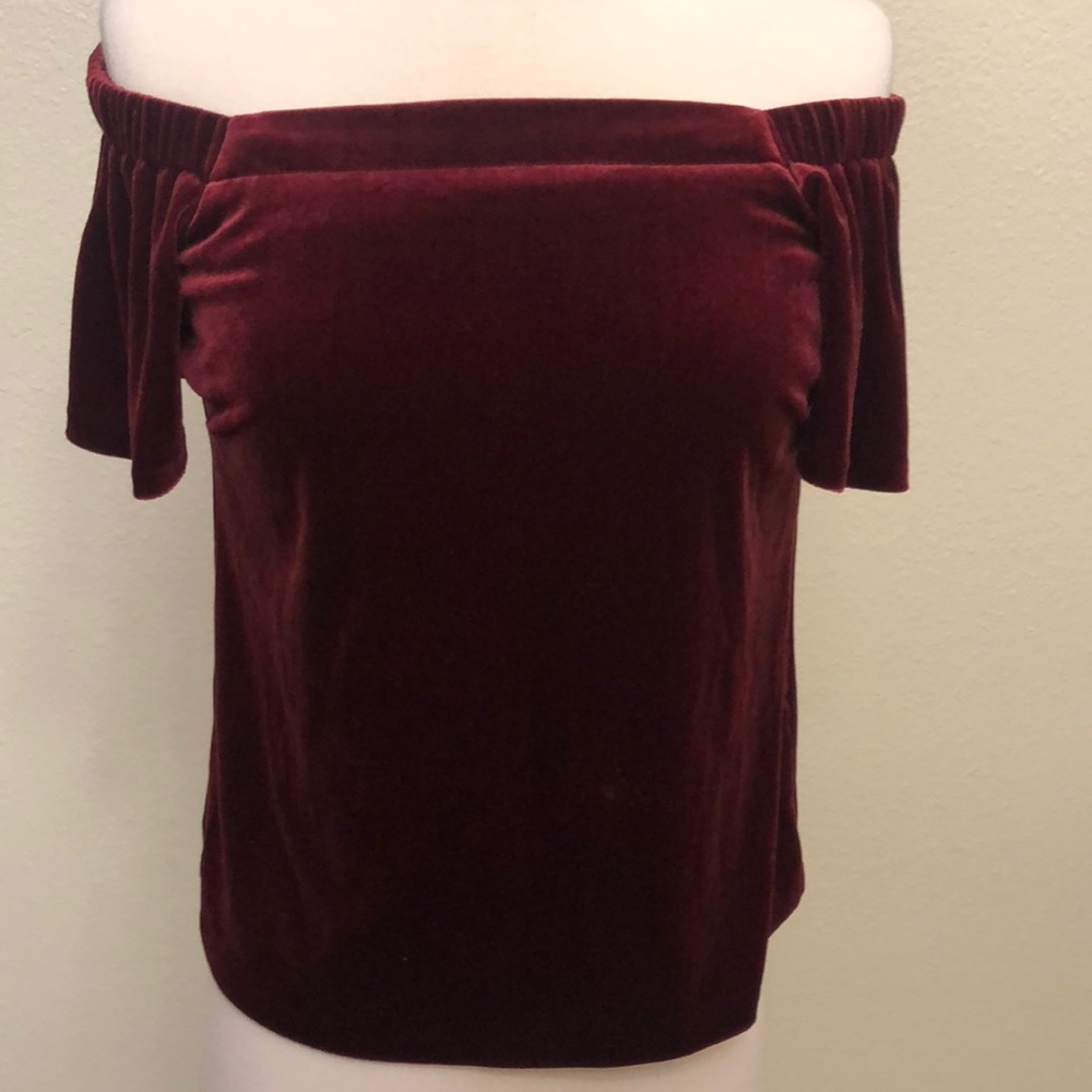 WhiteHouse BlackMarket Red Velvet Top
